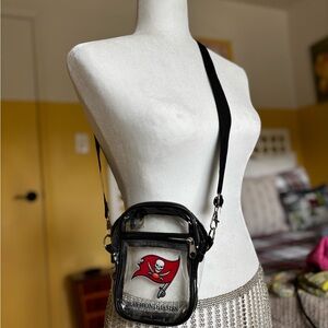 Clear Crossbody Bag with Black Strap and Logo